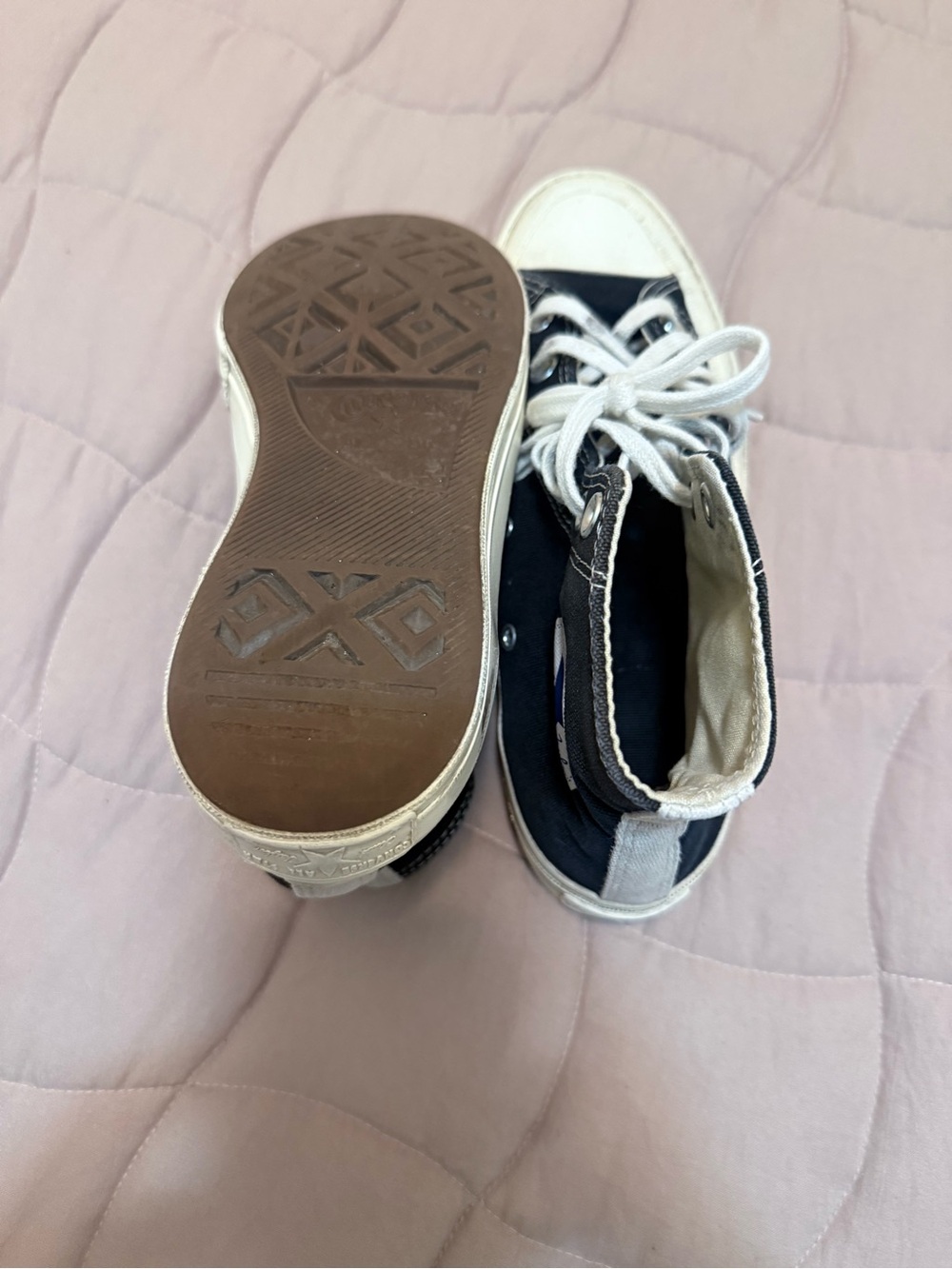 Comme des Garcons x Converse Beige Canvas Sneaker with Red Heart Logo - Picture 5 of 6